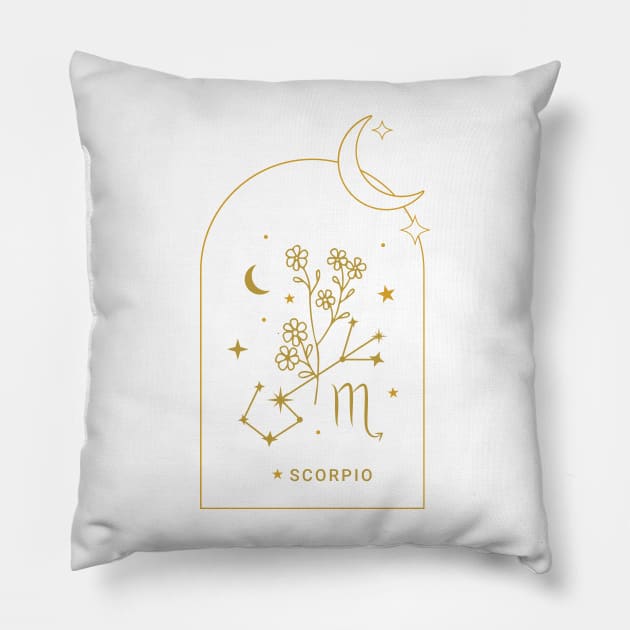 Scorpio Zodiac Constellation and Flowers - Astrology and Horoscope Pillow by Patty Bee Shop