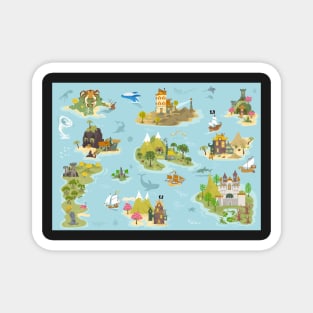 Pirate islands in hand drawn cartoon style Magnet