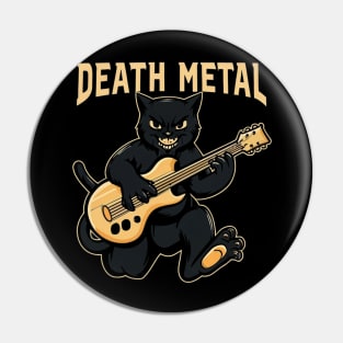 Death Metal Satanic Baphomet Cat playing guitar Pin