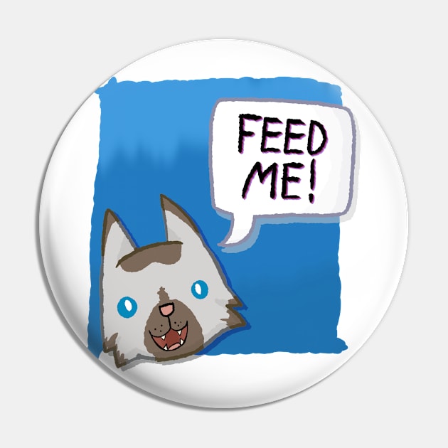 Feed Me! [Chocolate Point Cat With A Blue Background] Pin by Quirkball