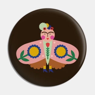 Cute colorful Frida kahlo feminist butterfly and summer flowers Pin