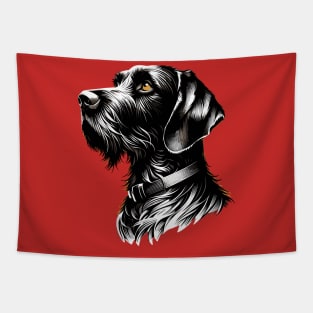 Stunning and Cool German Wirehaired Pointer Monochrome and Gold Portrait for Father's Day Tapestry