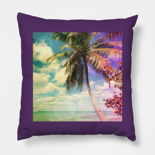 Prismatic Palm Tree on Isla Saona, Dominican Republic Pillow