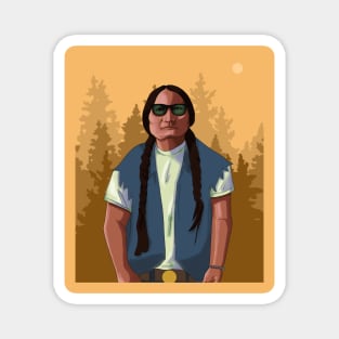 Native American Chief Sitting Bull GTA Art Style Portrait with Background Magnet