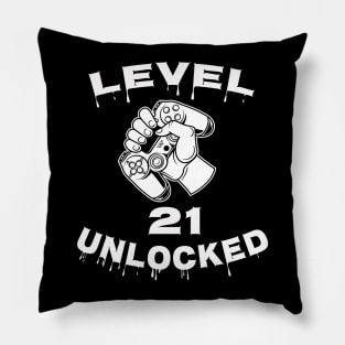 Level 21 Unlocked - Funny Mens 21st Birthday Gamer Pillow