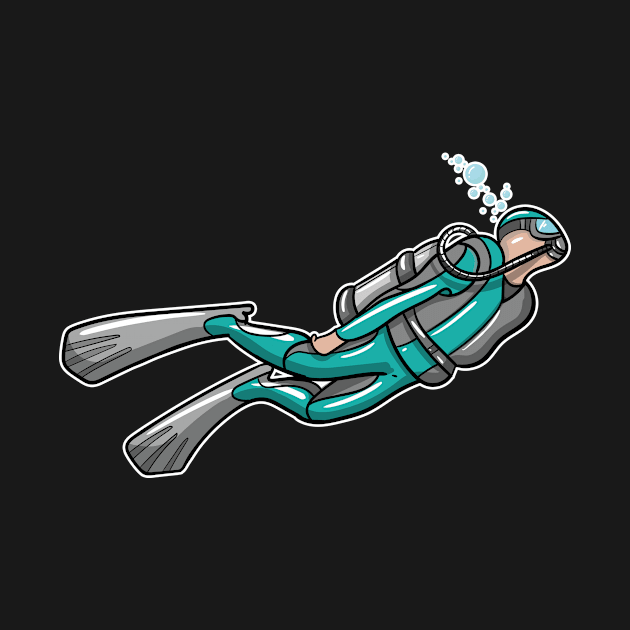 Scuba Diver Illustration by LetsBeginDesigns