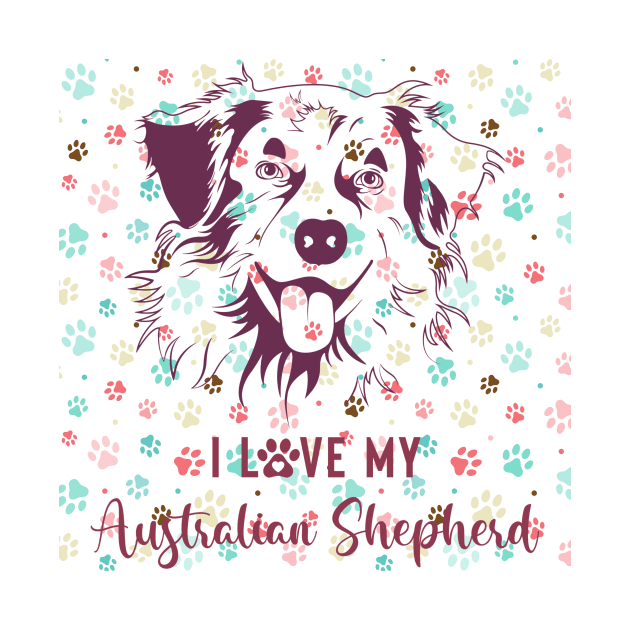 I love my australian shepherd dog by traceyart