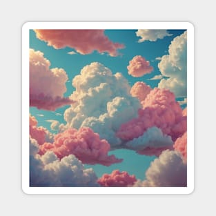 White and pink clouds Magnet