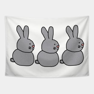 Three Silver Bunny Rabbits for Easter Tapestry