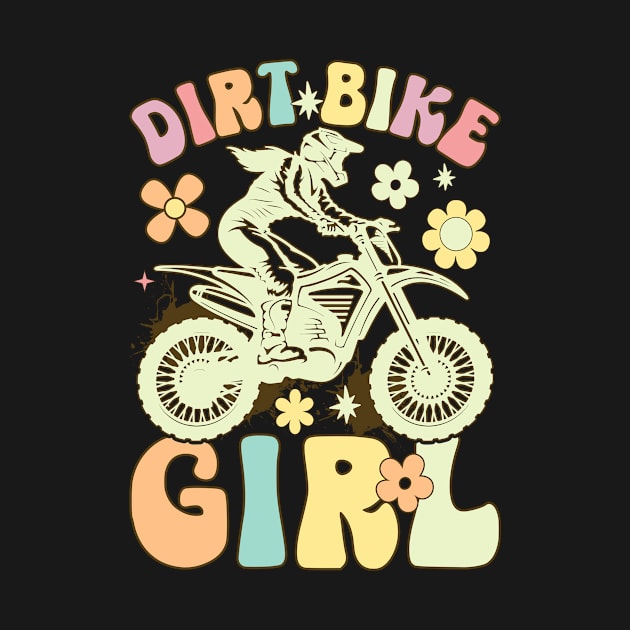 Dirt Bike Girl Groovy Female Biker Offroad Motorcycle by Alex21