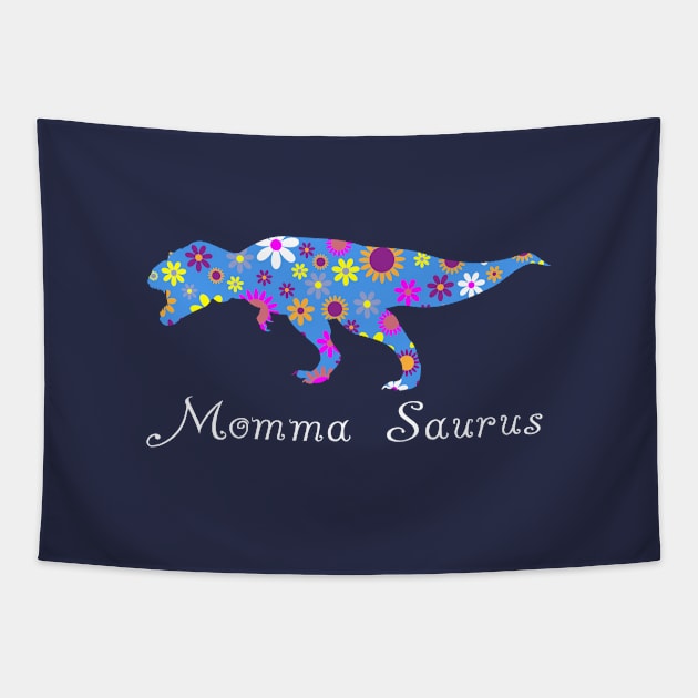 Momma Saurus Dinosaur Floral Gifts For Mom Tapestry by Cartba