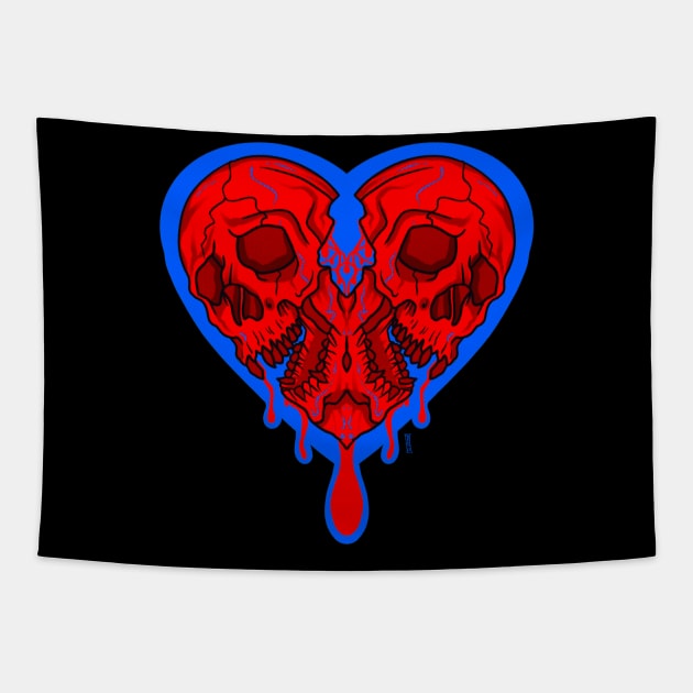 Skull heart Tapestry by Chillateez 