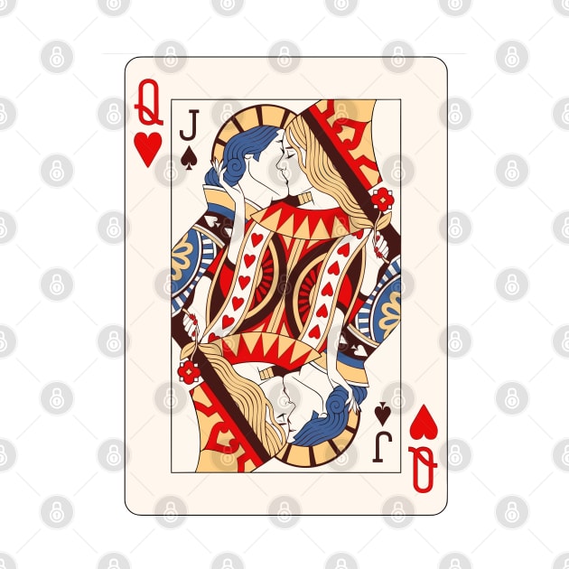 Queen and Jack Kiss Poker Cards by PGasbarroneArt