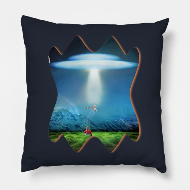 Abduction tricycle child UFO Pillow by Lebihanto