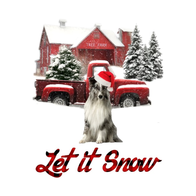 Shetland Sheepdog Let It Snow Tree Farm Red Truck Christmas by Brodrick Arlette Store