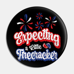 4th of July  Announcement Expecting a Little Firecracker Pin