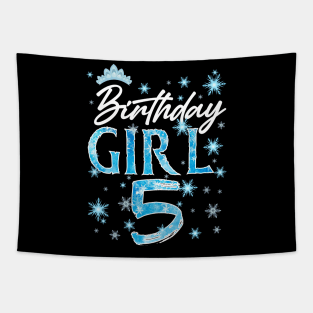 Winter Onederland 5th Birthday Girl Snowflake B-day Gift For Girls Kids Toddlers Tapestry