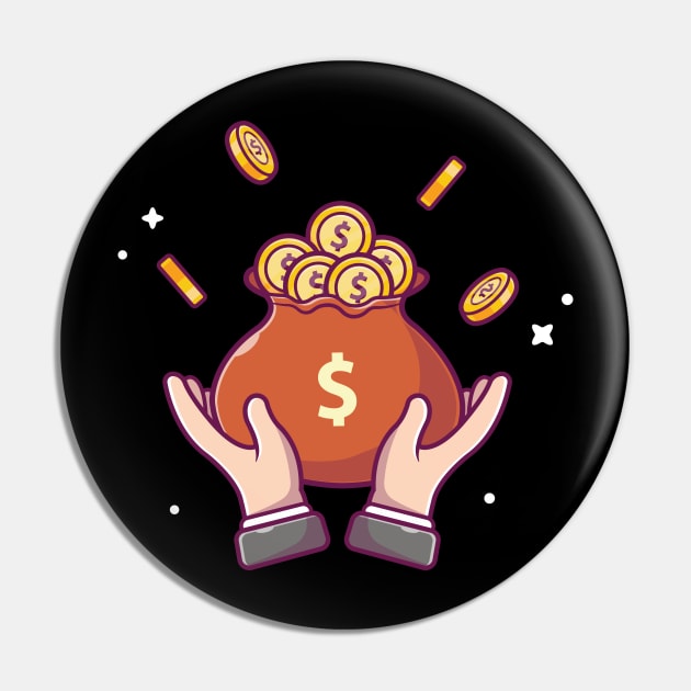 Hands with sack of gold coin cartoon Pin by Catalyst Labs