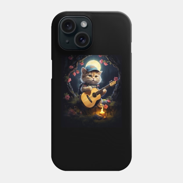 Cute Fairycore Cat Playing Guitar Camping Aesthetic Phone Case by Spit in my face PODCAST