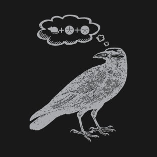 Raven Thinking of Food - Wingspan Bird Board Game (Gray) T-Shirt