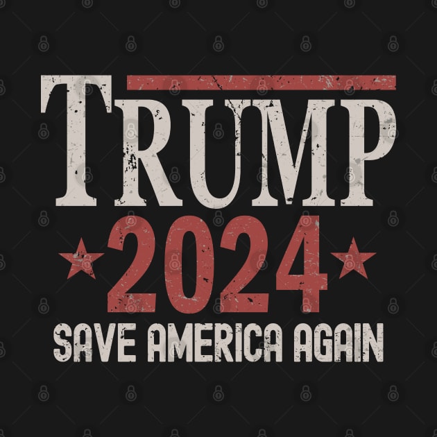 Distressed Trump 2024 - Save America Again by Etopix