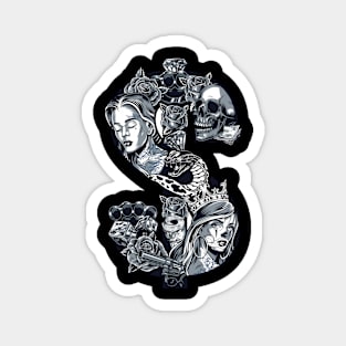 Dollar Skull Tattoo Magnet