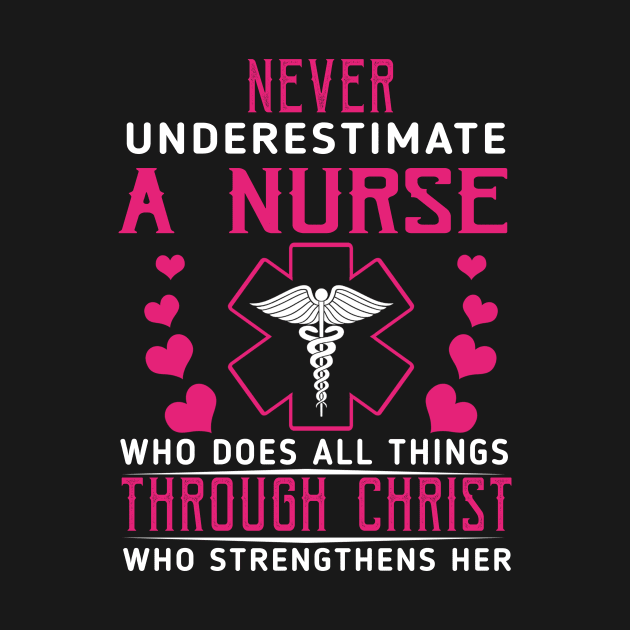 Never Underestimate A Nurse Who Does All Things Through Christ Who Strengthens Her by Ohooha