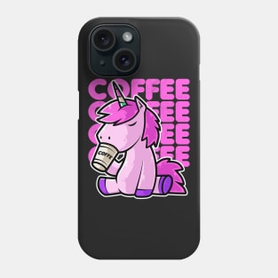 Cute Unicorn Drinking Coffee Kawaii Neko Anime graphic Phone Case