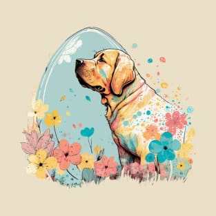 Yellow Labrador Retriever Easter Egg Spring Floral Cute Dog Lover Art T-Shirt