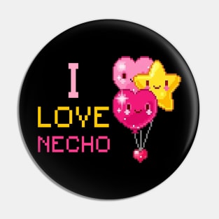 I Love Necho Pink 8 Bit Heart And Yellow Star Pin