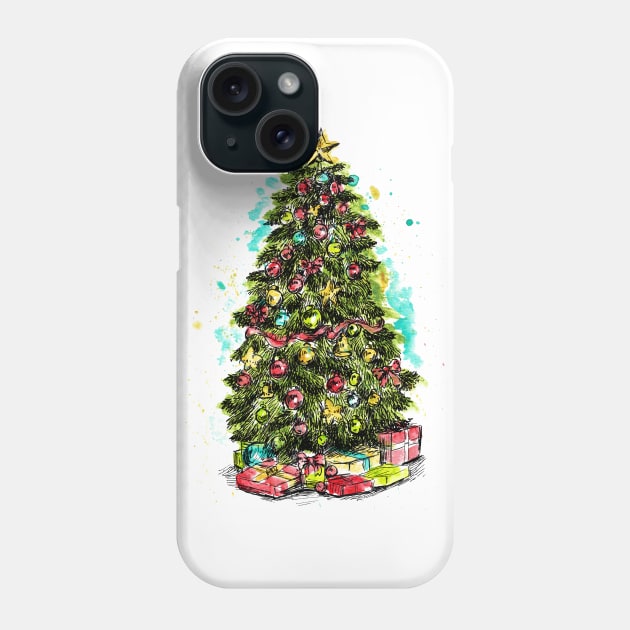 Colorful Christmas tree Phone Case by rachelsfinelines