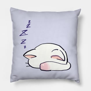 I draw lucky star white cat sleeping with its head down Pillow