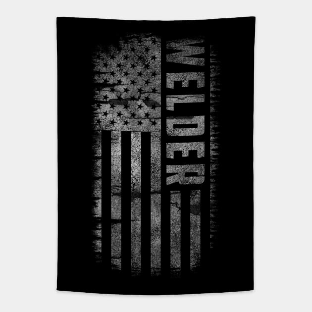 Welding American Welder USA Flag Tapestry by Visual Vibes