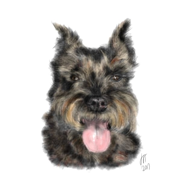 Smiling Brown Schnauzer Dog by LITDigitalArt