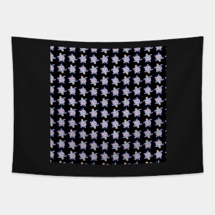 Sea Turtle - Black & Blue Folk pattern Tapestry