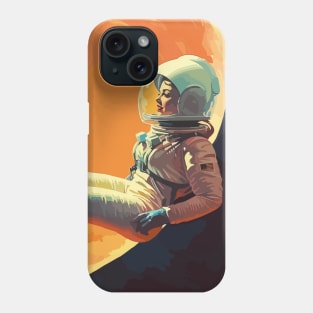 Female Astronaut in the Space, Vintage Style Art Phone Case