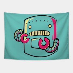 Retro Robot Cartoon Tapestry