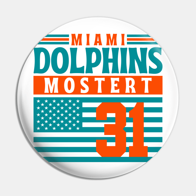 Miami Dolphins Mostert 31 American Flag Football Pin by Astronaut.co
