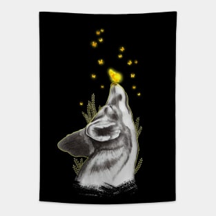 The charcoal fox (black version) Tapestry