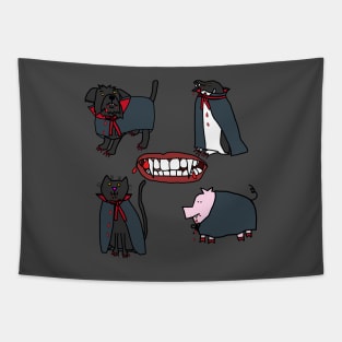 Halloween Horror Vampire Cute Animals Tapestry