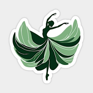 Ballet dancer in a green dress. Vector illustration on white background, ballet dance pose Magnet