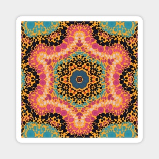 Dot Mandala Pink Blue Black and Yellow Magnet