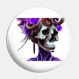 Goddess close-up portrait skull with mohawk Pin