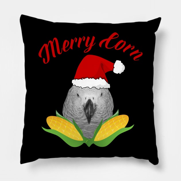 African Grey Parrot Holiday Christmas Santa Pillow by Einstein Parrot