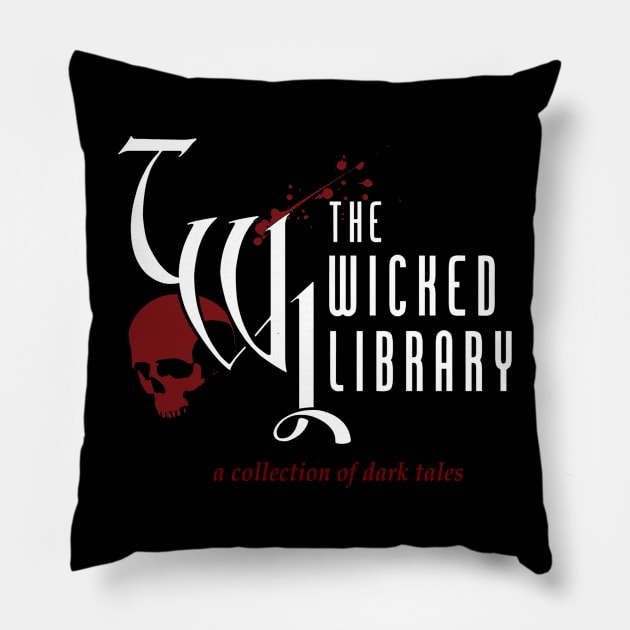 TWL Logo for Black Background Pillow by Victoria's Lift / The Wicked Library