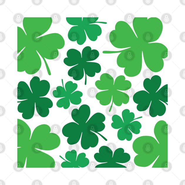 Lucky 4 Leaf Clover Pattern (green/white) by designminds1