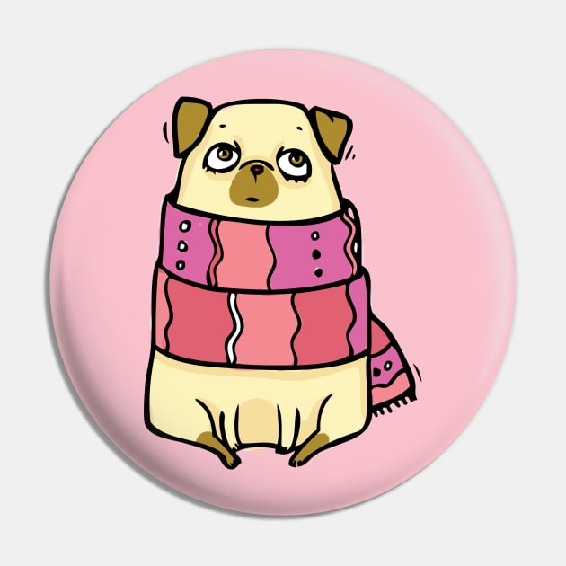 I love Pugs in scarf Pin by TeesByKimchi