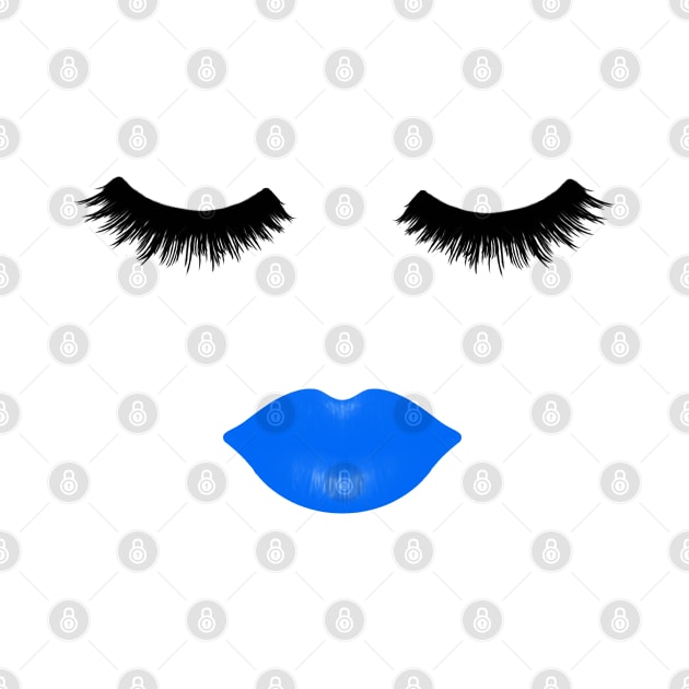 Lips and Eyelashes Blue by julieerindesigns