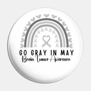 Go Gray In May Gray Awareness Ribbon (Brain Tumor/Cancer) Pin