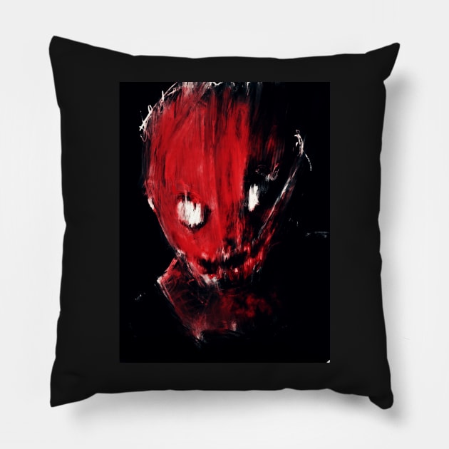 Red face Pillow by Interium